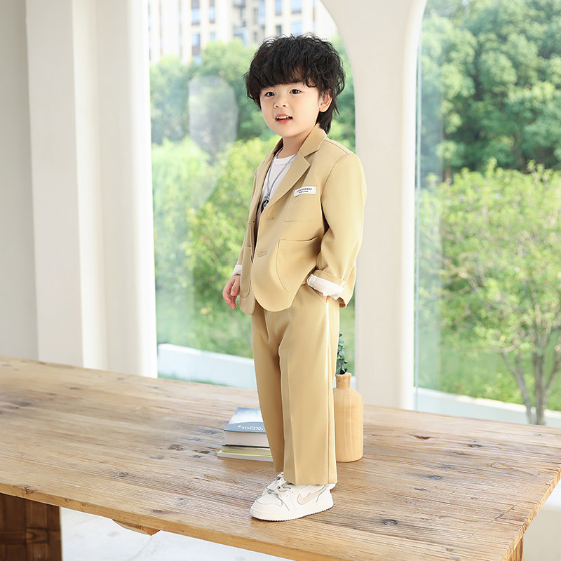 男童西装套装三件套夏男宝周岁礼服洋气英伦花童婚礼儿童小西服