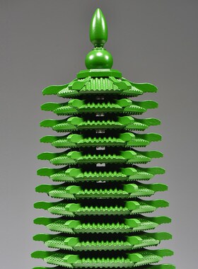 绿色桃木雕刻13层文昌塔摆件九层十三层塔家居客厅书桌摆设送礼品