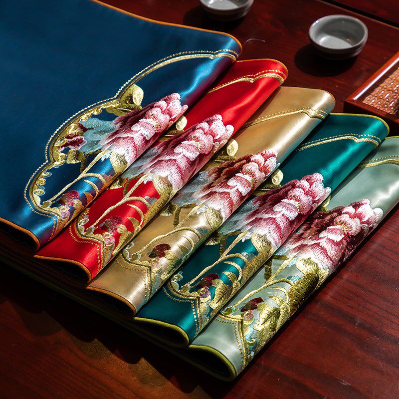 中式桌旗禅意茶旗轻奢茶几茶桌垫布茶台布艺长条新中式茶席餐桌布