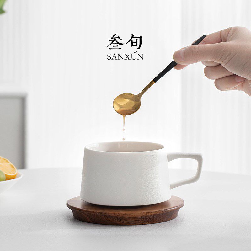 叁旬印象咖啡杯陶瓷高档精致家用喝水杯早餐杯男女高颜值马克杯子