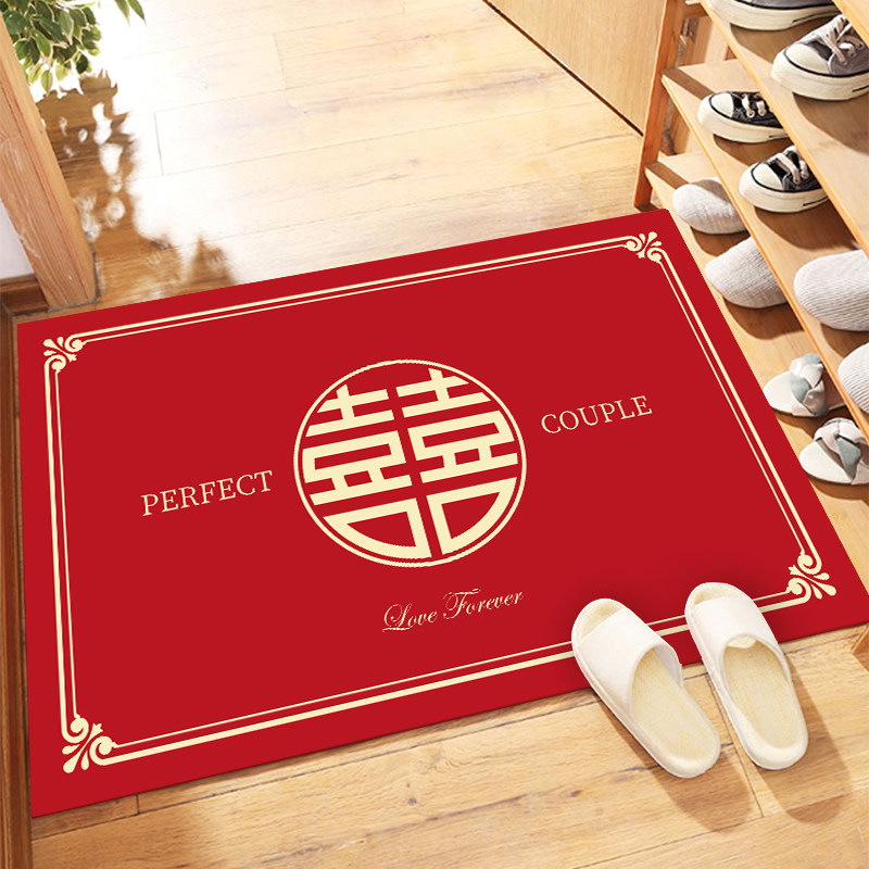 婚房门垫大红色婚庆用品结婚门厅喜字脚垫玄关地垫入户门装饰地毯,居家布艺,家用脚垫,淘宝优惠券,粉丝福利购,淘宝优惠卷