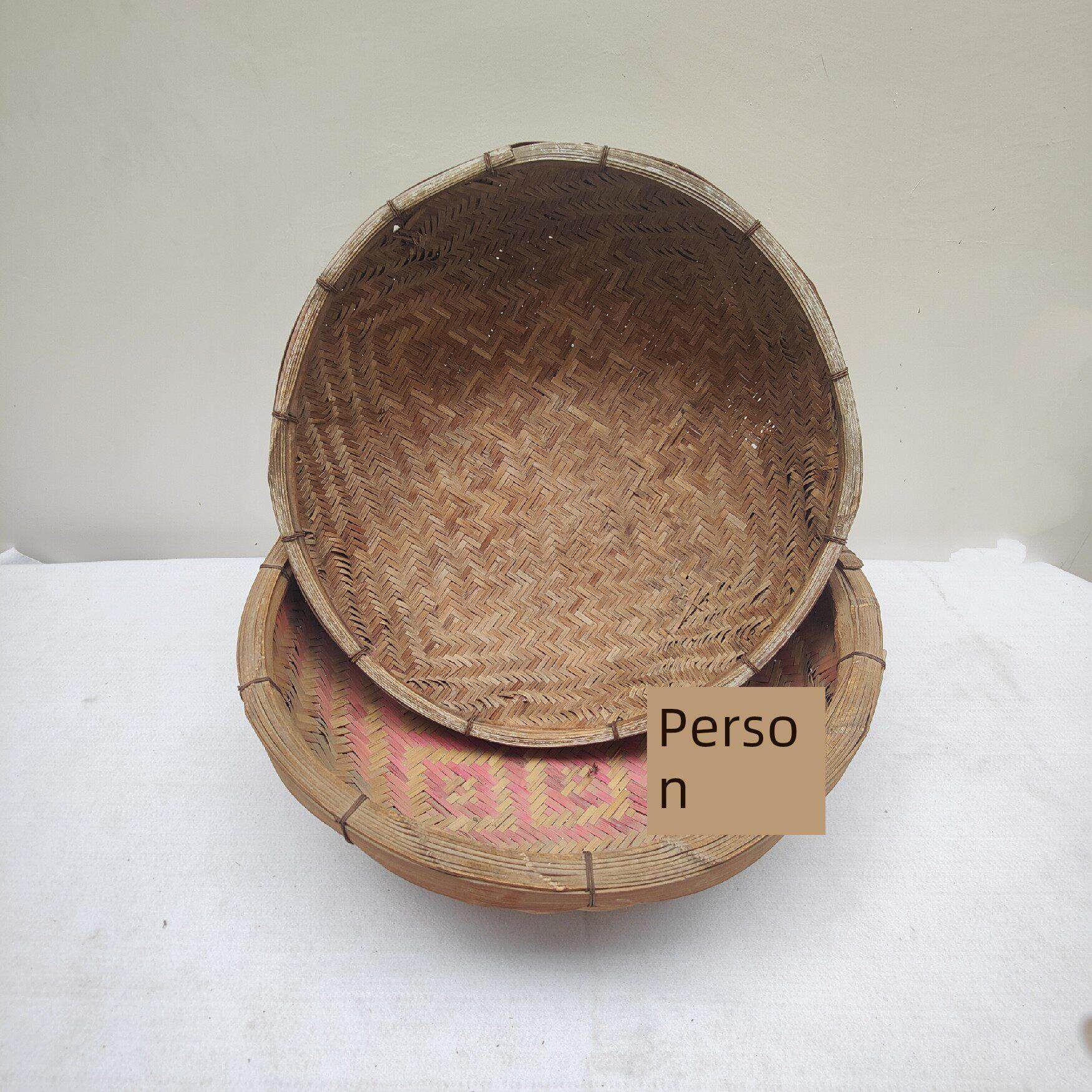 民俗老物件怀旧收藏老竹筛子旧箩筐竹编簸箩老旧农具杂项道具摆件