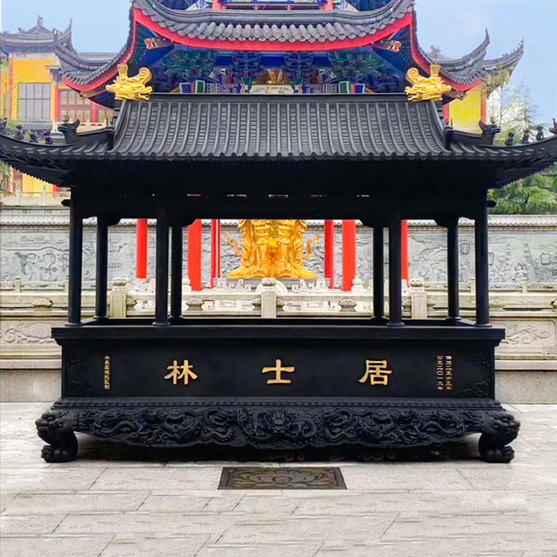 寺庙铸铁烧大香炉室外大号特大号寺院长方形香炉鼎盖全铜祠堂生铁