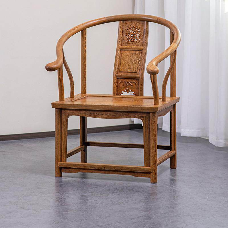 红木家具鸡翅木圈椅独板太师椅新中式官帽椅全实木靠背椅学习椅子