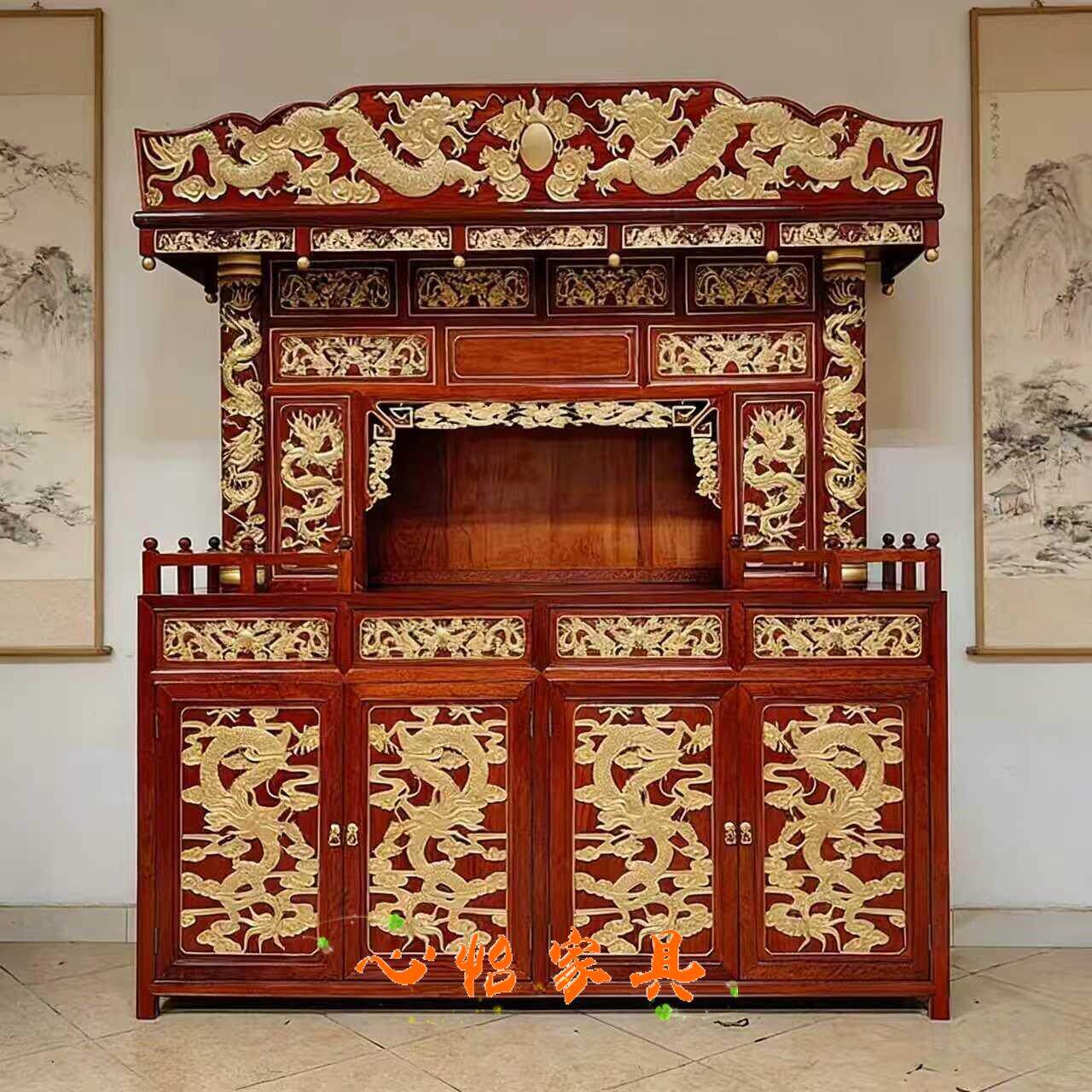 实木祠堂神龛神台神位堂屋中堂寺庙供桌佛堂佛龛供台雕花神柜定做