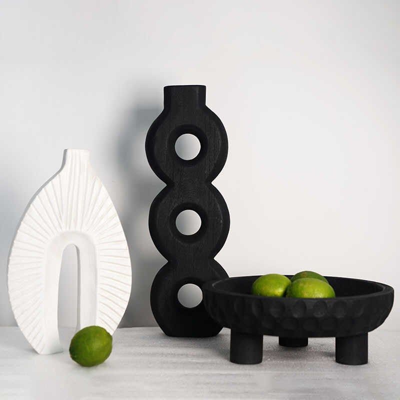 侘寂风创意实木花瓶摆件客厅插花装饰品民宿高级感玄关木质花器,家居饰品,花瓶,淘宝优惠券,粉丝福利购,淘宝优惠卷