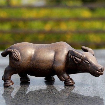 宜兴紫砂茶宠大水牛老黄牛孺子耕牛功夫茶具可养创意生肖雕塑摆件