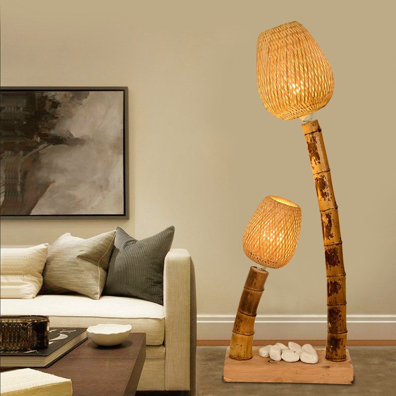 设计师竹艺落地灯东南亚海南岛风格侘寂风民宿休闲场所创意竹编灯,家装灯饰光源,装饰落地灯,淘宝优惠券,粉丝福利购,淘宝优惠卷