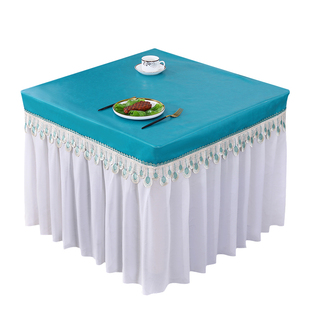 桌布免洗防油防水餐桌垫轻奢高级感pvc茶几桌垫四方桌布烤火罩套