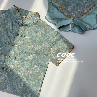 2023夏季新款男童短袖对襟套装新中式改良中国风唐装小男孩汉服