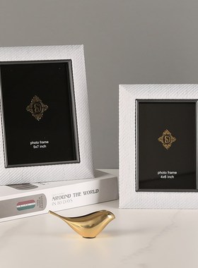 金属皮革相框相架摆件6寸7寸画框相册样板房卧室床头柜摆台装饰品