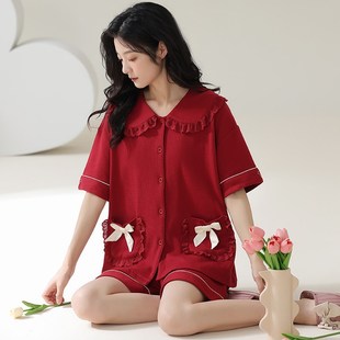 纯棉睡裙女士夏季2025年新款大红色喜庆睡衣女夏天吊带性感连衣裙