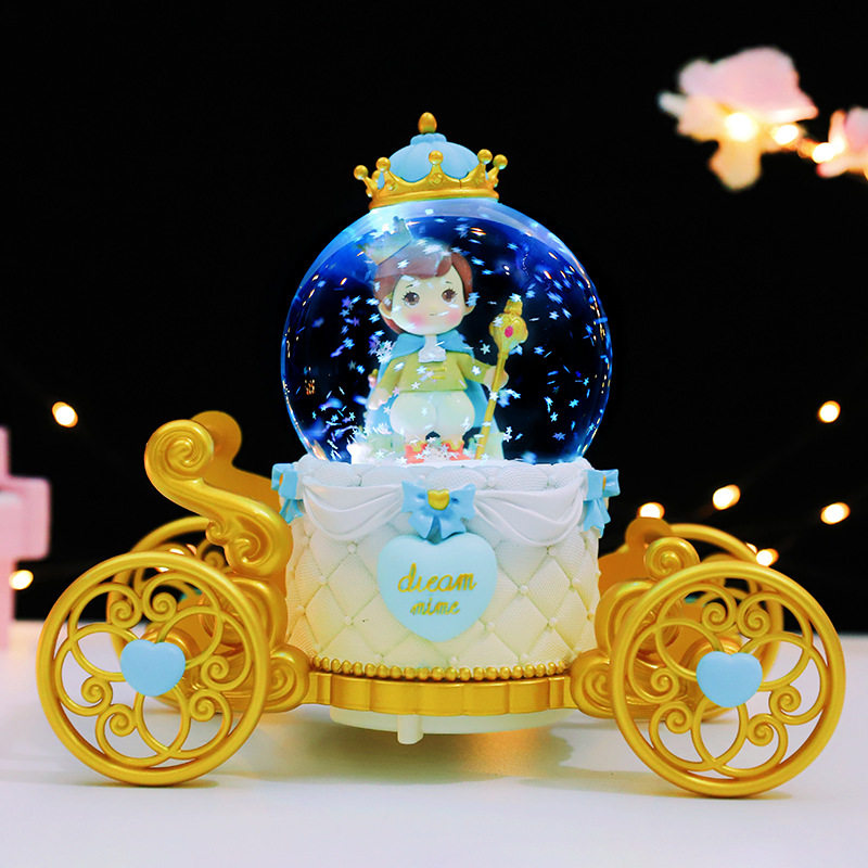 王子与公主发光旋转南瓜马车水晶球音乐盒八音盒女孩女童生日礼物,家居饰品,音乐盒,淘宝优惠券,粉丝福利购,淘宝优惠卷