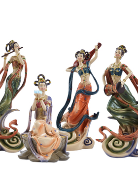 敦煌飞天摆件古典仙女禅意茶室书架电视柜新中式装饰品高端工艺品