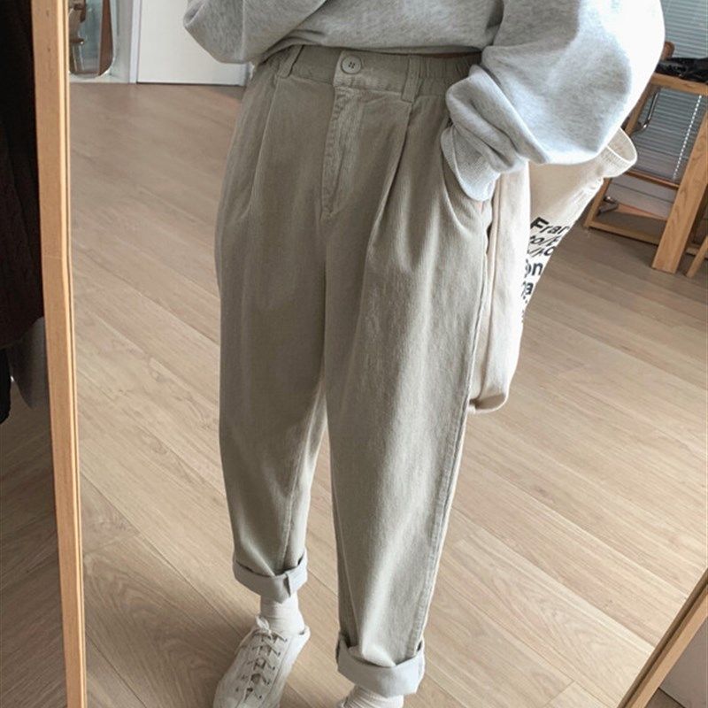 大码女装微胖妹妹mm梨型身材秋冬宽松显瘦灯芯绒哈伦直筒休闲长裤,女装/女士精品,大码裤装,淘宝优惠券,粉丝福利购,淘宝优惠卷