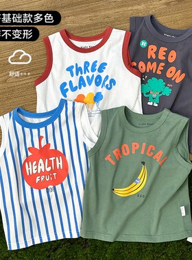 右欧童装夏季男童背心纯棉夏装新款儿童宝宝小童无袖T恤潮U14739