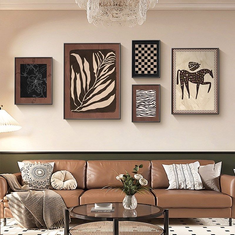 中古风客厅装饰画法式复古艺术沙发背景墙挂画美式抽象组合壁画,家居饰品,现代装饰画,淘宝优惠券,粉丝福利购,淘宝优惠卷