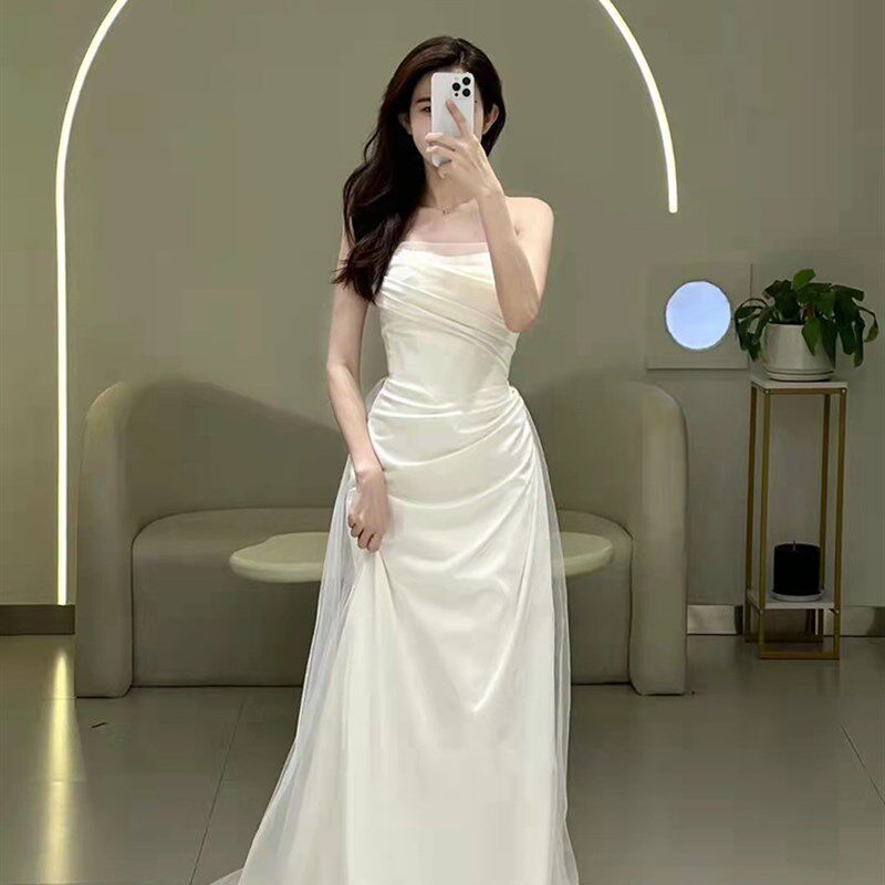 梵娜仙衣法式缎面长袖婚纱2024新款鱼尾新娘小个子简约出门纱礼服