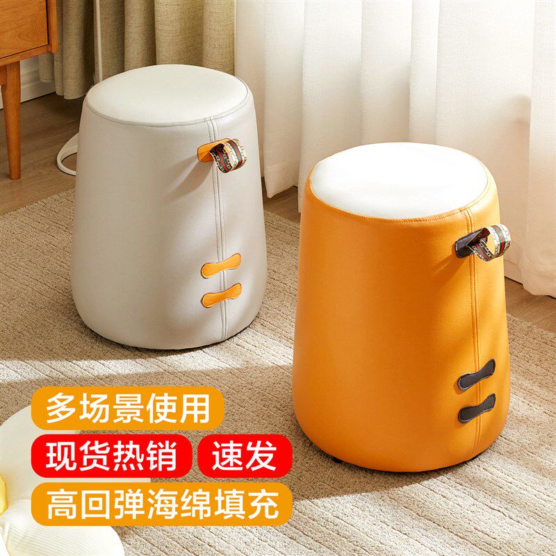 客厅简约网红布艺茶几矮凳沙发坐凳换鞋凳日式小圆凳