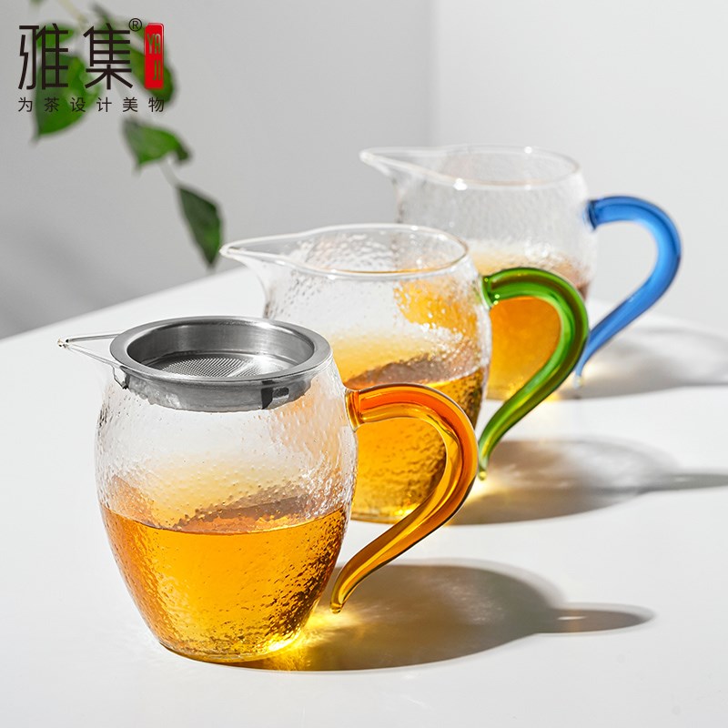 雅集茶具锤纹龙胆公道杯分茶器耐热加厚带过滤茶具配件泡茶壶套装图片