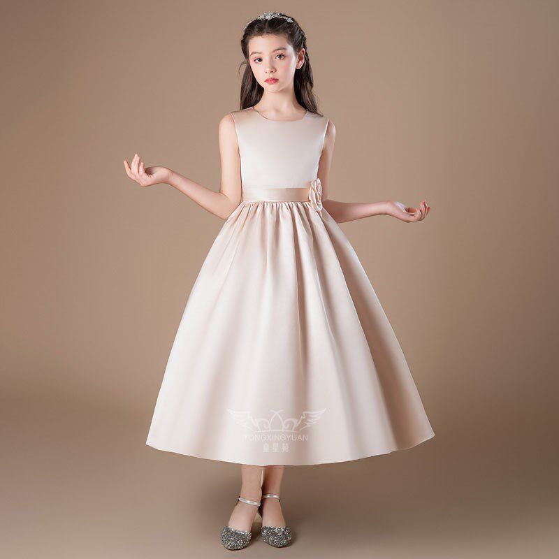 小女孩锻面小提琴演奏女童伴娘婚纱公主裙儿童钢琴主持人演出礼服