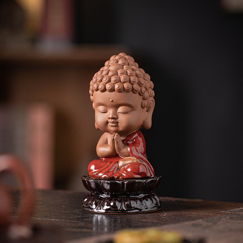 禅意中式娑婆三圣桌面摆件创意家居陶瓷佛系客厅玄关博古架装饰品