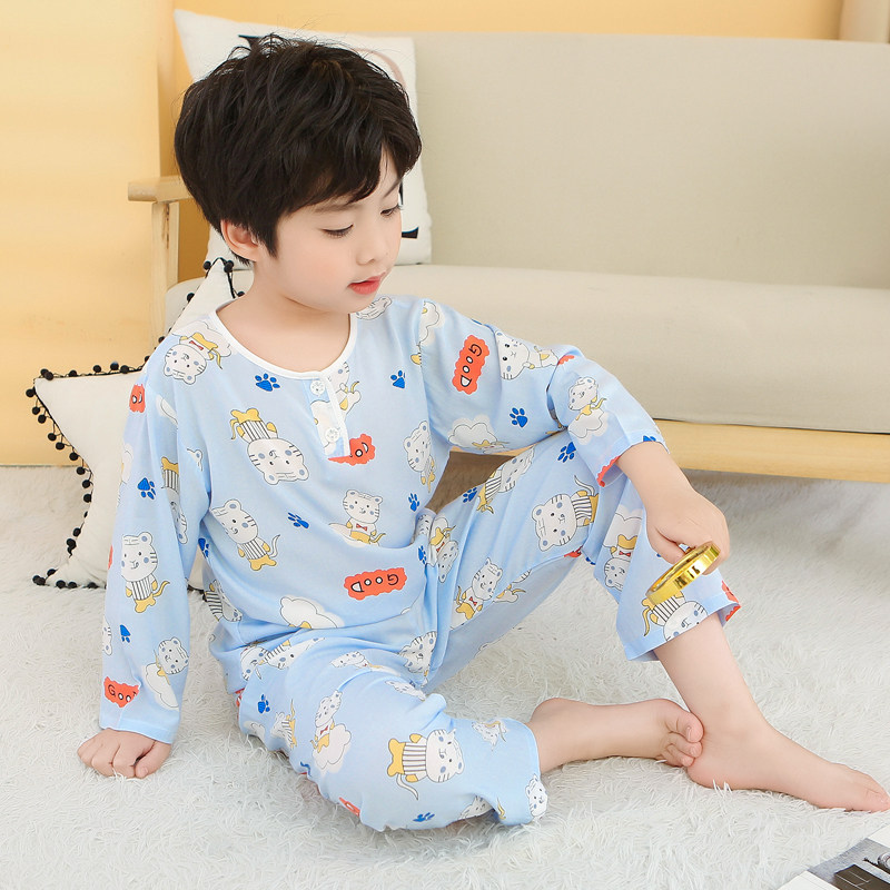 夏季儿童绵绸睡衣男童女童春季薄款长袖棉绸家居空调服男女孩套装,童装/婴儿装/亲子装,家居服套装,淘宝优惠券,粉丝福利购,淘宝优惠卷