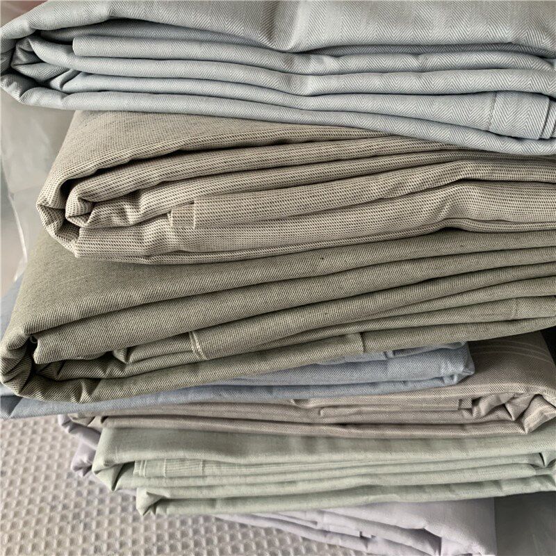 秋冬出口剩余尾单加工色织全棉床单枕套三件套A类色织彩棉双人床