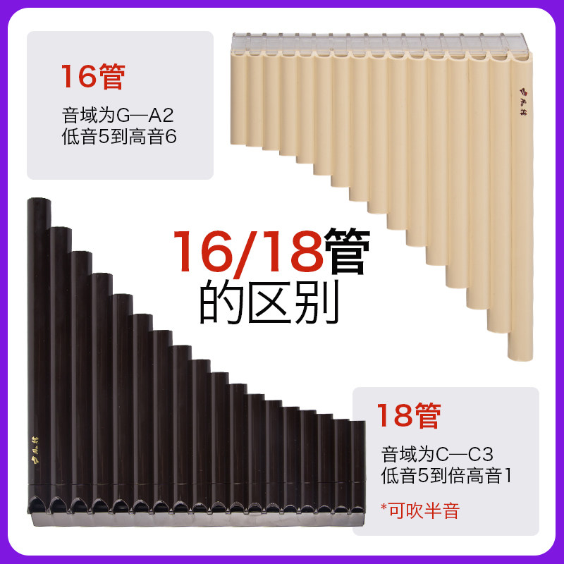 风律牌易学排笛16管18管学生教学专用排箫初学者入门C调排笛乐器