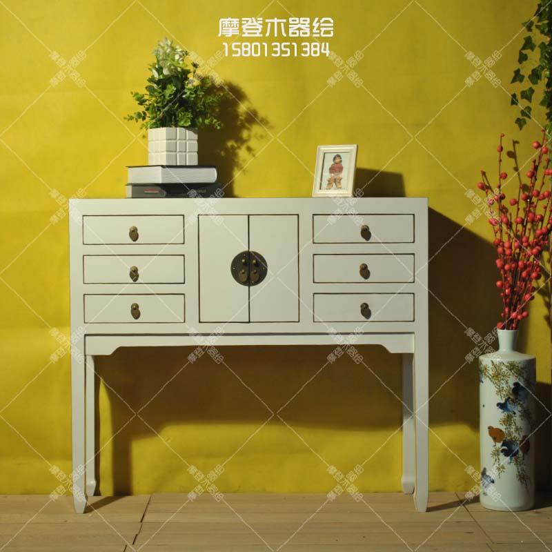 彩绘磨边梳妆台中式梳妆桌贝格卧室小户型装饰台新中式实木家具
