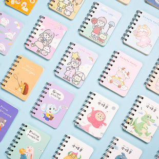 卡通线圈小本子便携随身小号可爱迷你侧翻单词口袋本空白少女心记