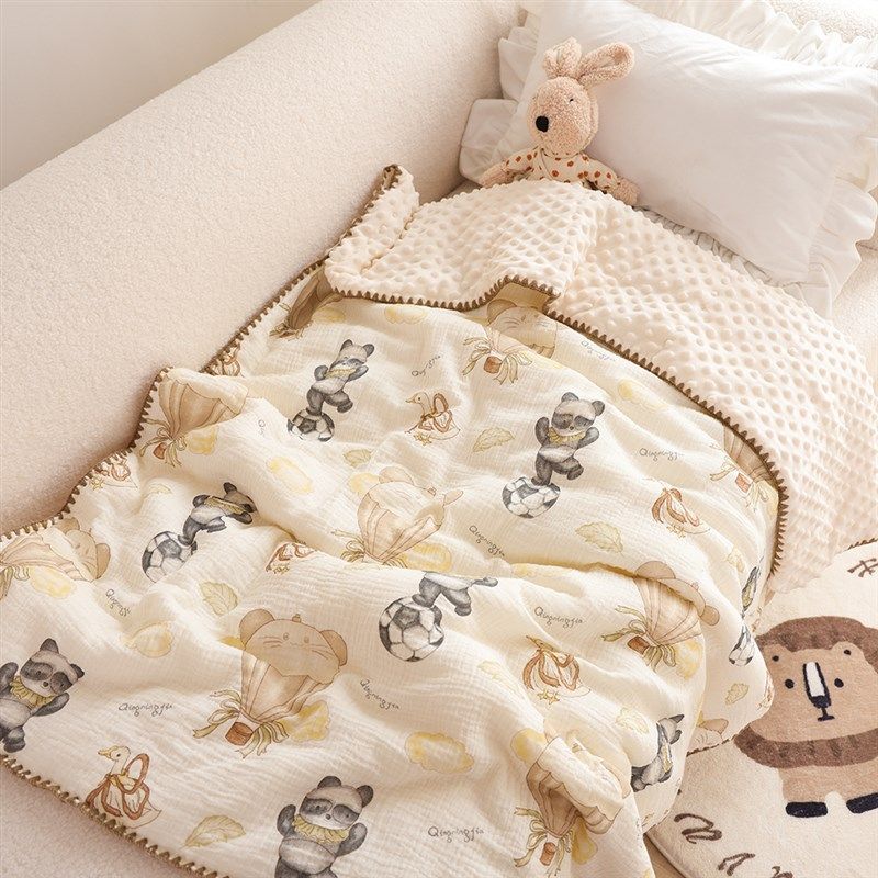 纯棉纱布婴儿盖毯新生儿宝宝卡通豆豆被子柔软亲肤儿童全棉毛巾被,床上用品,休闲毯/毛毯/绒毯,淘宝优惠券,粉丝福利购,淘宝优惠卷