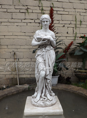 欧式玻璃钢人物雕塑艺术品客厅户外落地摆设可定制作看书仕女摆设