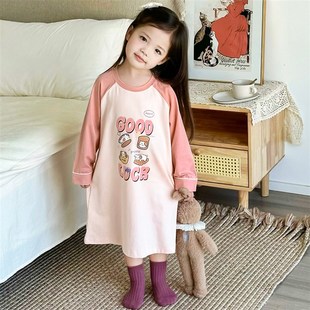 女童睡裙春秋季纯棉儿童睡衣公主风长袖宝宝a类小女孩家居服秋冬