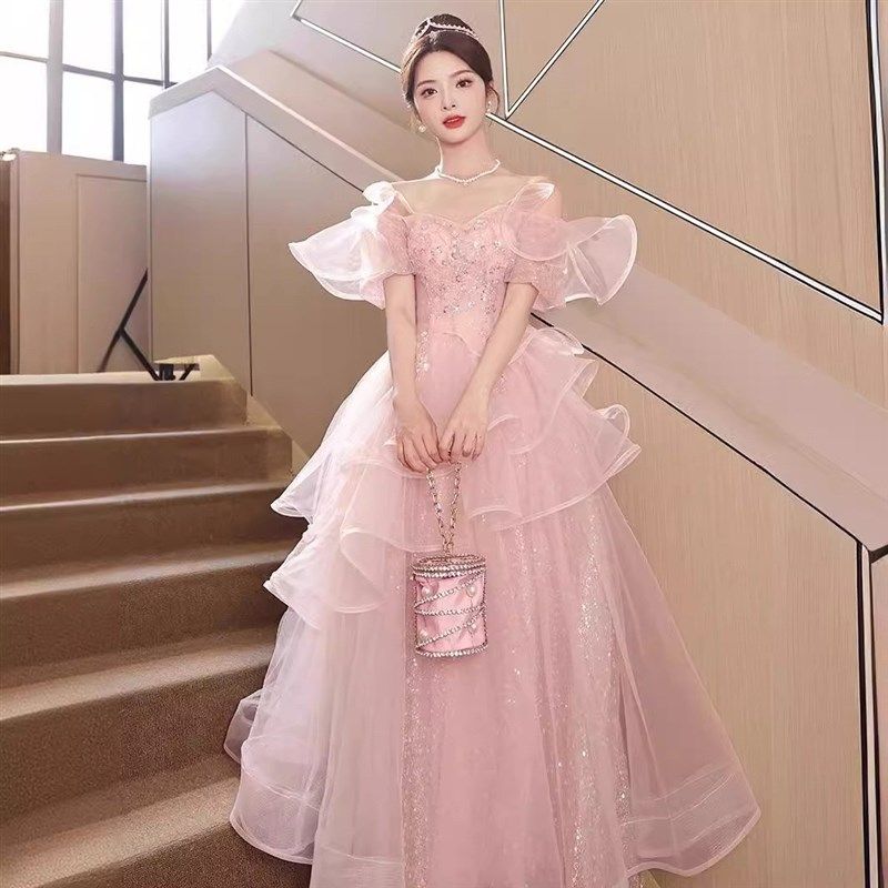 粉色晚礼服仙女气质在逃公主裙订婚宴会18岁成人礼女生高中礼服裙,女装/女士精品,礼服/晚装,淘宝优惠券,粉丝福利购,淘宝优惠卷