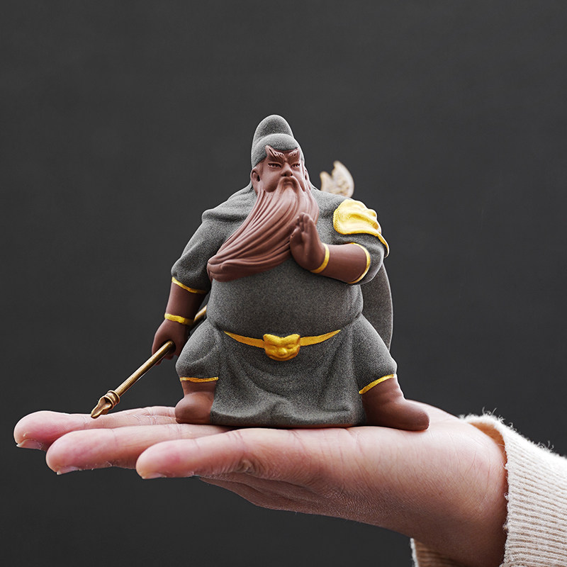 关公陶瓷人物小摆件关羽武财神书房茶桌装饰创意紫砂家居工艺品,家居饰品,流水摆件,淘宝优惠券,粉丝福利购,淘宝优惠卷
