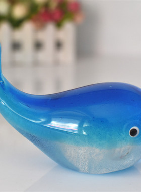 琉璃玻璃鲸鱼艺术品动物摆件北欧家居装饰电视柜创意生日情侣礼物