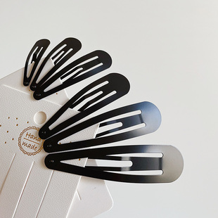 水滴形夹子头饰黑色后脑勺发夹烤漆浏海前额发夹侧边碎发儿童边夹