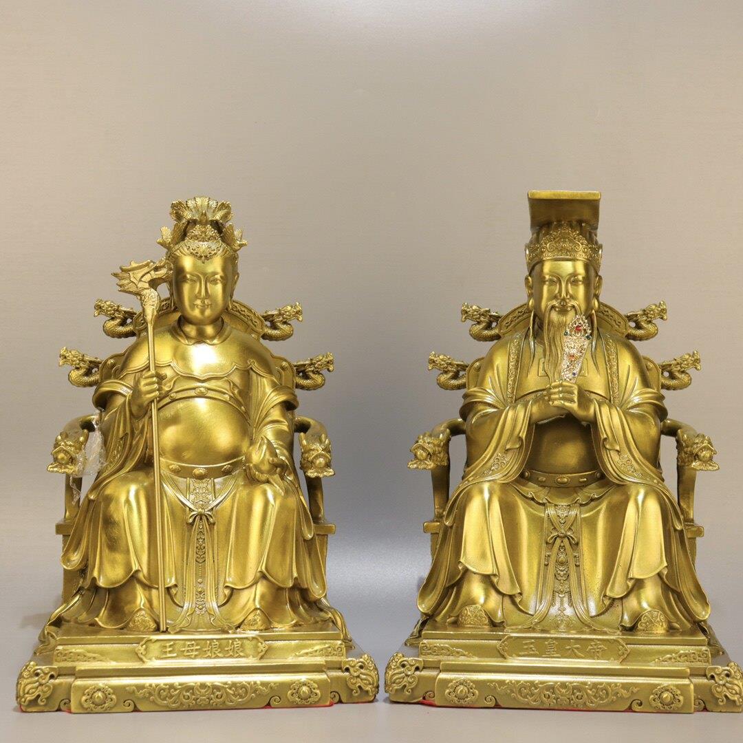 纯铜玉帝王母坐龙椅玉皇大帝王母娘娘神像摆件家居佛堂供养大号