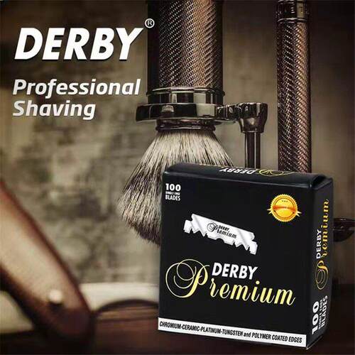 Derby德比刀片黑金手动不锈钢剃胡刀片剃须修面锋利修眉刀100片装