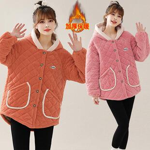 小个子罩衣短款女式外穿洋派新款冬季加绒加厚厨房棉衣工作服防脏