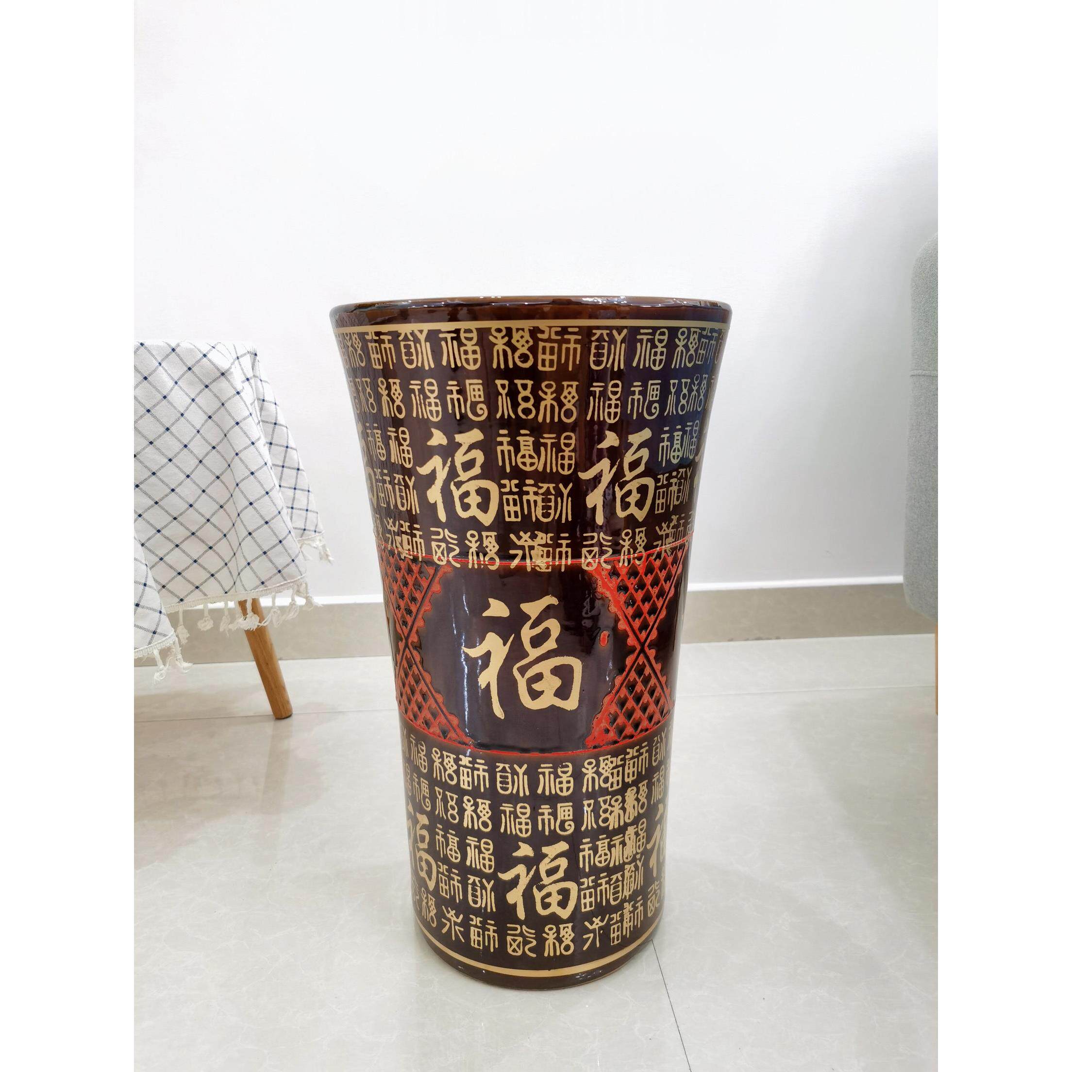 特大号福字花盆陶瓷陶瓷花盆招财金钱树盆景盆栽泥土土养花盆家用