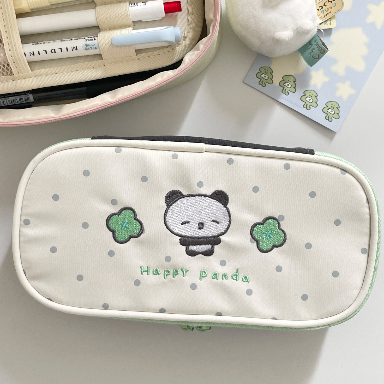 顽皮大人原创四叶草笔盒小兔熊猫痛笔袋学生党文具可立谷子笔袋