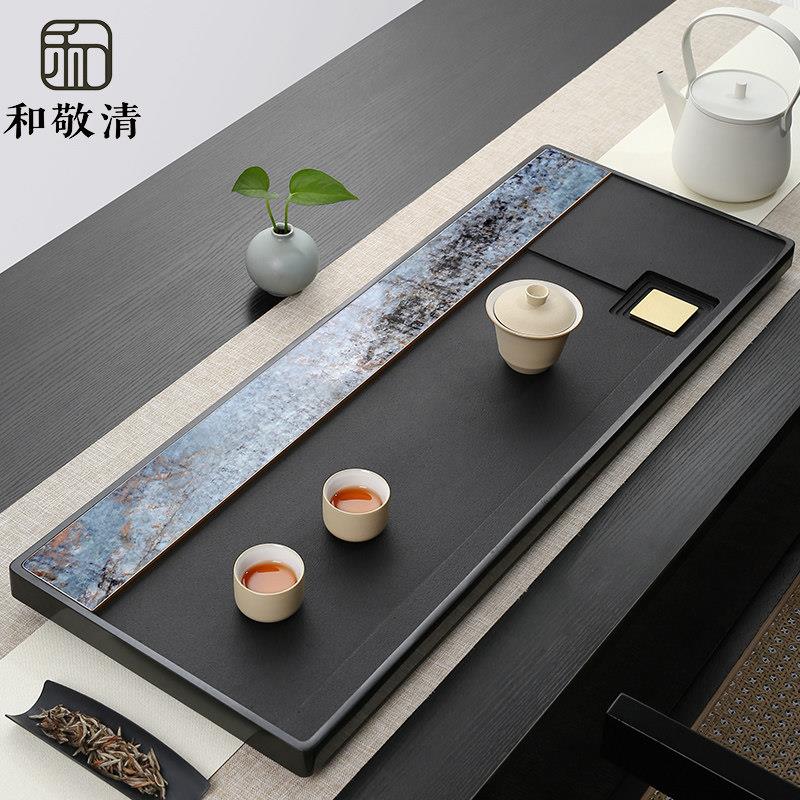 天然乌金石茶盘轻奢现代高级感岩板茶台石头茶具托盘2026新款家用