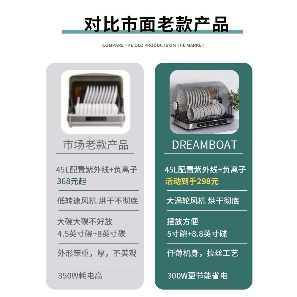 消毒柜家用小型碗筷碟紫外线负离子收纳箱高温消毒烘干碗柜免沥水