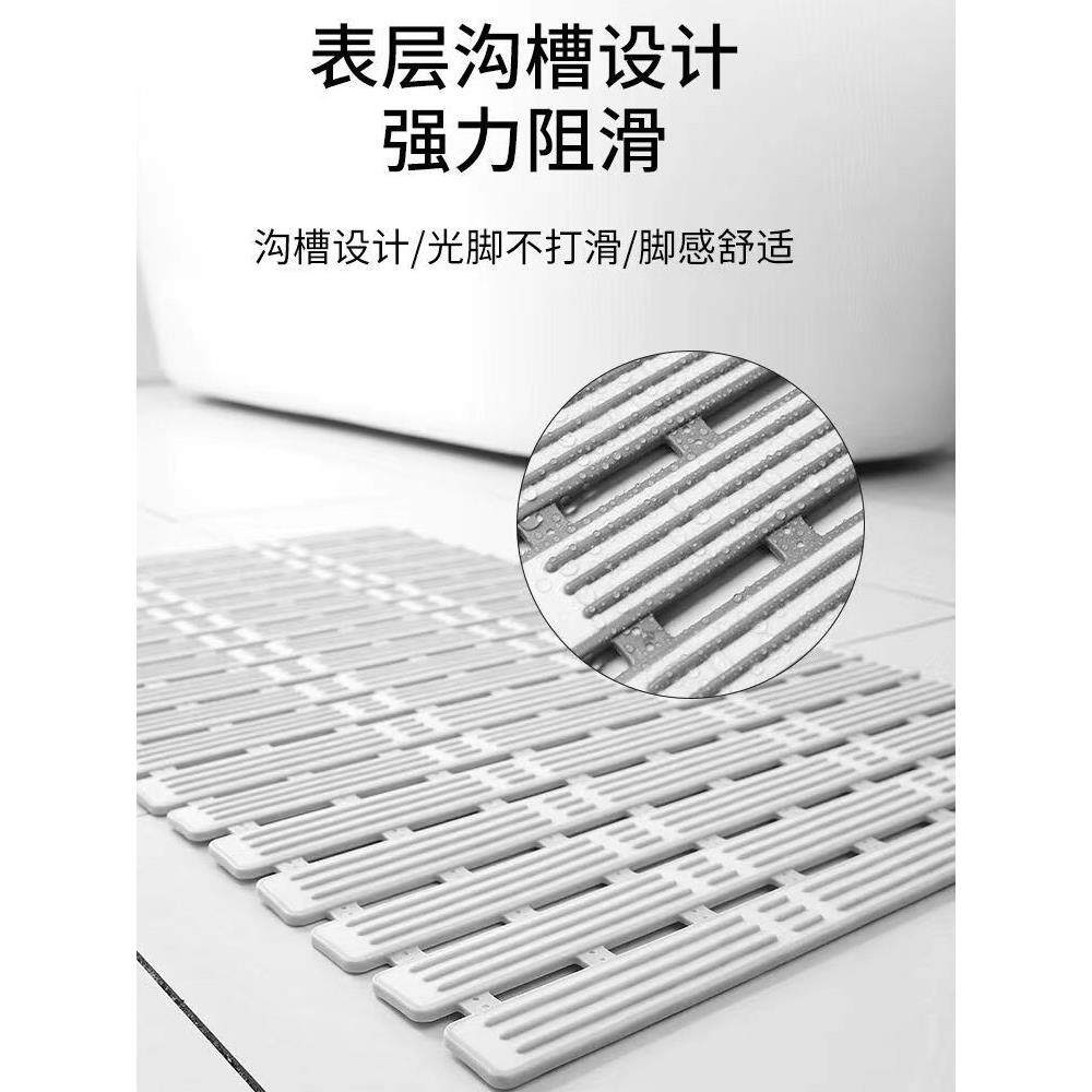 PP+抗菌防霉TPE浴室防滑垫条纹双色包胶垫新品淋浴房隔水垫带吸盘