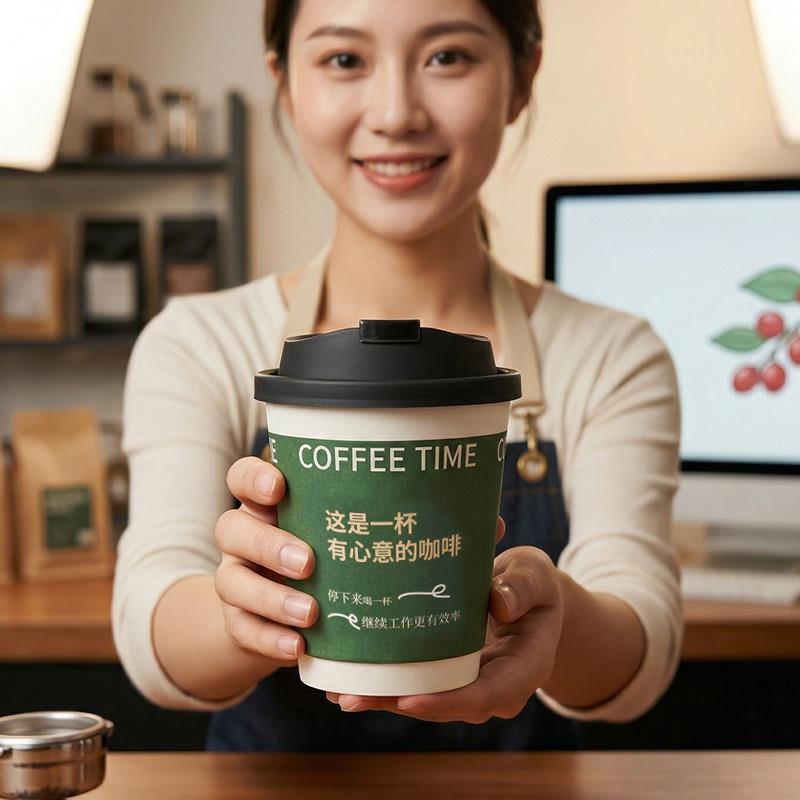 一次性纸杯可定制加厚双层隔热咖啡纸杯定制现货优惠中空纸杯