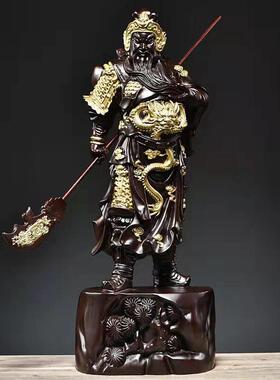 黑檀木雕关公摆件大号木质武财神关公像关二爷实木神像镇宅工艺礼