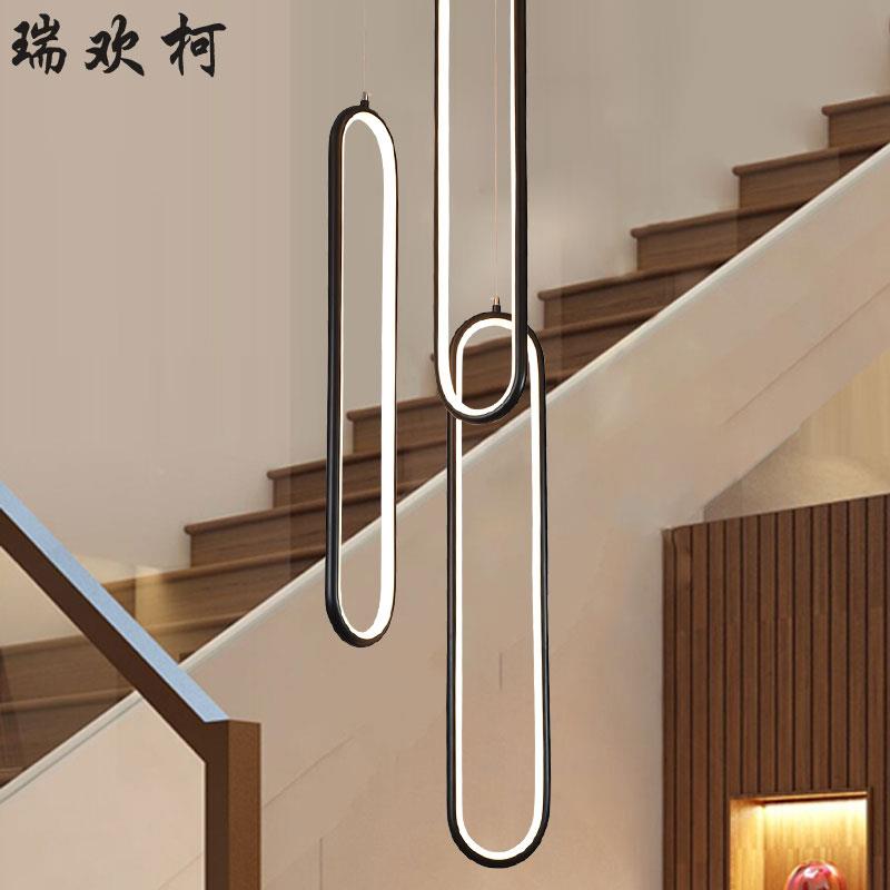 小复式楼梯灯楼梯吊灯长吊灯 loft公寓中空挑高别墅吊灯简约现代