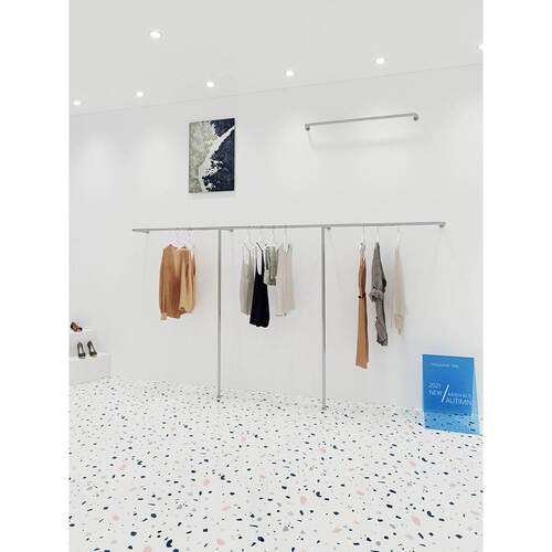女装店服装展示架挂衣杆上墙衣架落地式不锈钢陈列架货架壁挂式